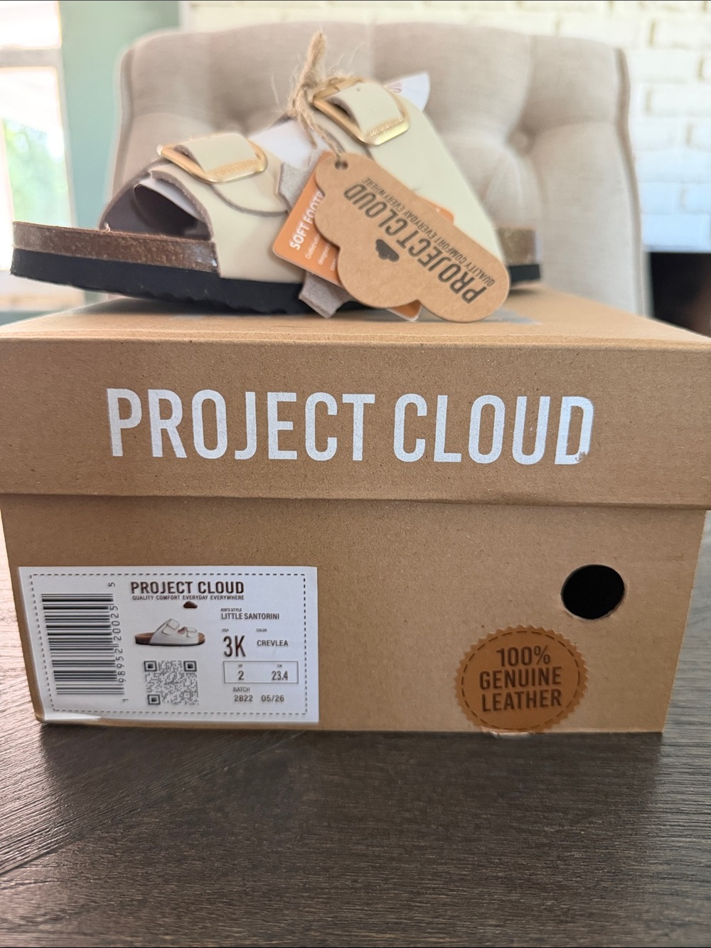 Project Cloud Little Santorini Kids' Leather Slide Sandals - Cream